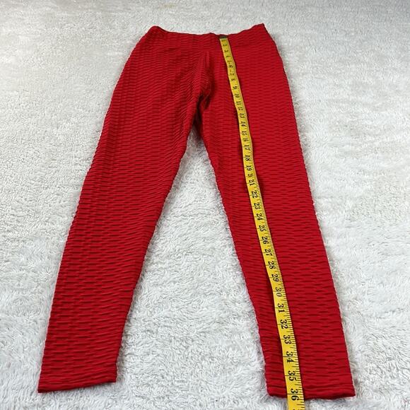 Unbranded red hi rise butt lifting scrunch booty leggings, size med - Picture 4 of 8